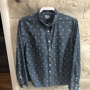 Jcrew denim polka dot shirt Size L
